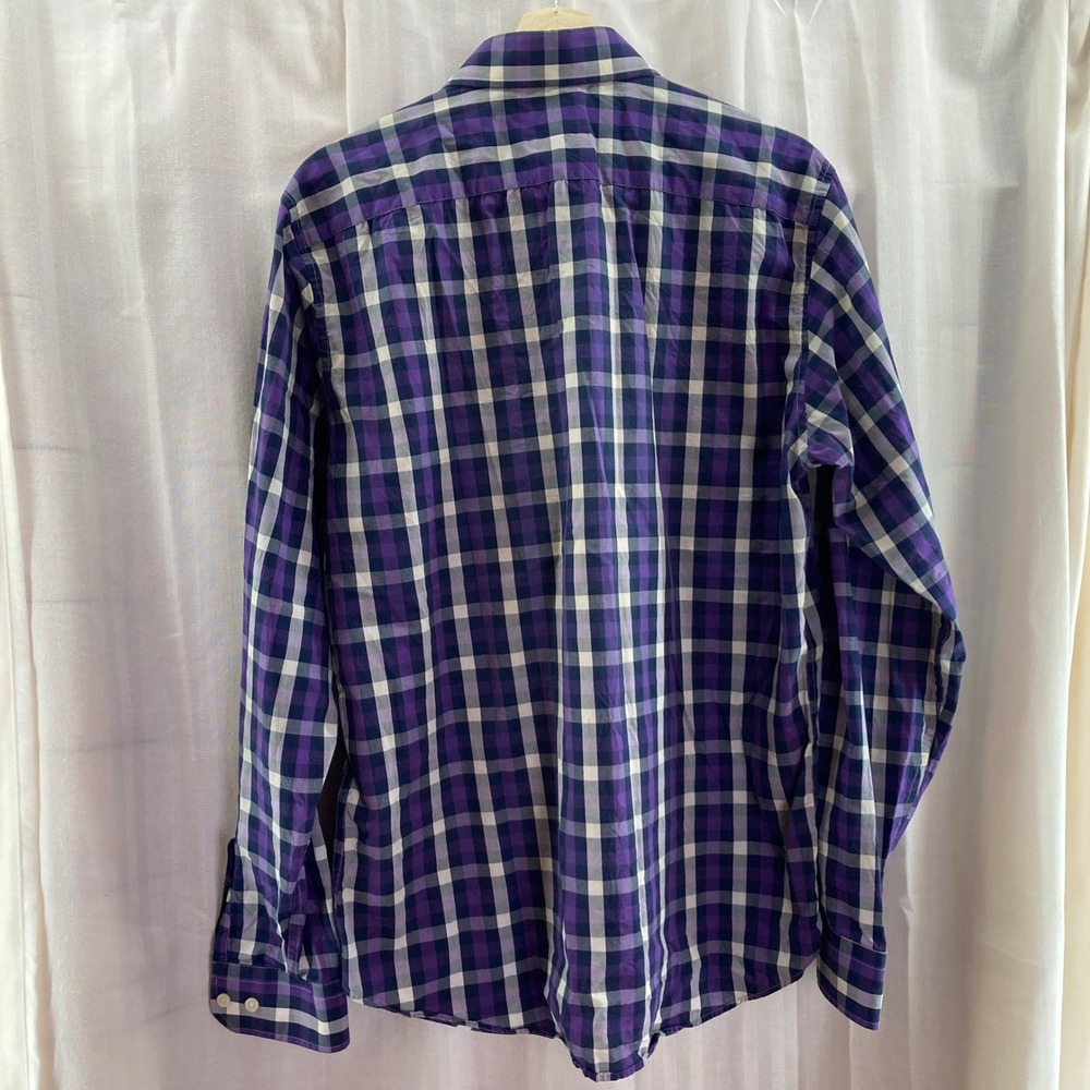 14th & Union‎ Purple Plaid XL Trim Fit Wrinkle Resistant Long Sleeve Shirt - Picture 2 of 7